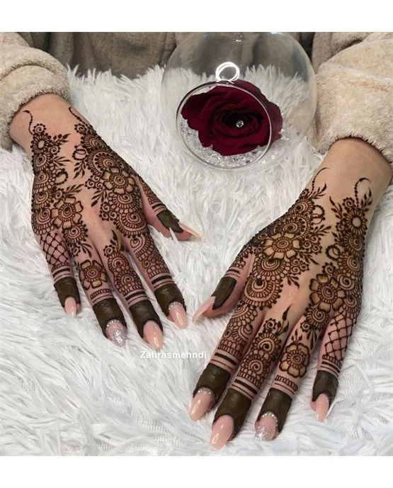 Subtle Geometric And Frame Featuring Back Hand Mehndi Design